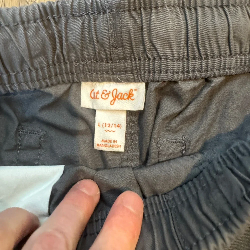 Cat & Jack Boys Gray Chino Shorts Boys L 12/14 Elastic Waist Cotton Twill Summer